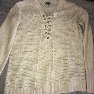 Knit Sweater w/ Lace Up Detail